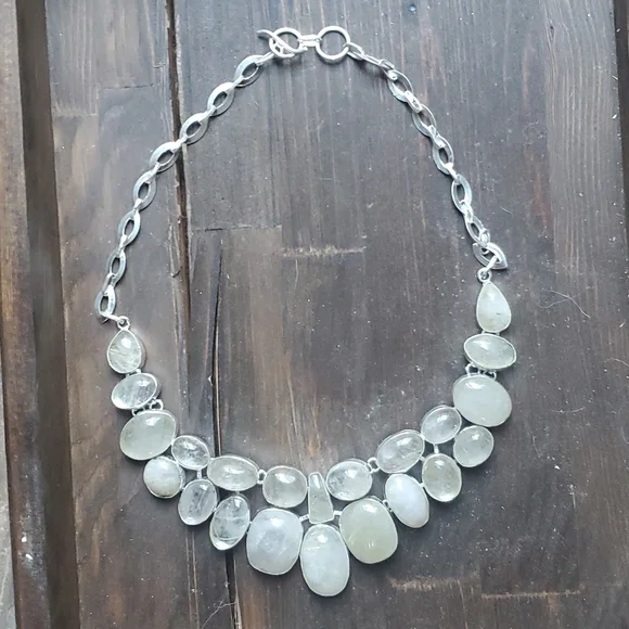 New Oversized Golden Rutile 925 Silver Statement Necklace. - Picture 12 of 16